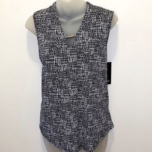 Jones New York Black White Tank Sleeveless Dress Shirt Top Women’s Small S - NWT